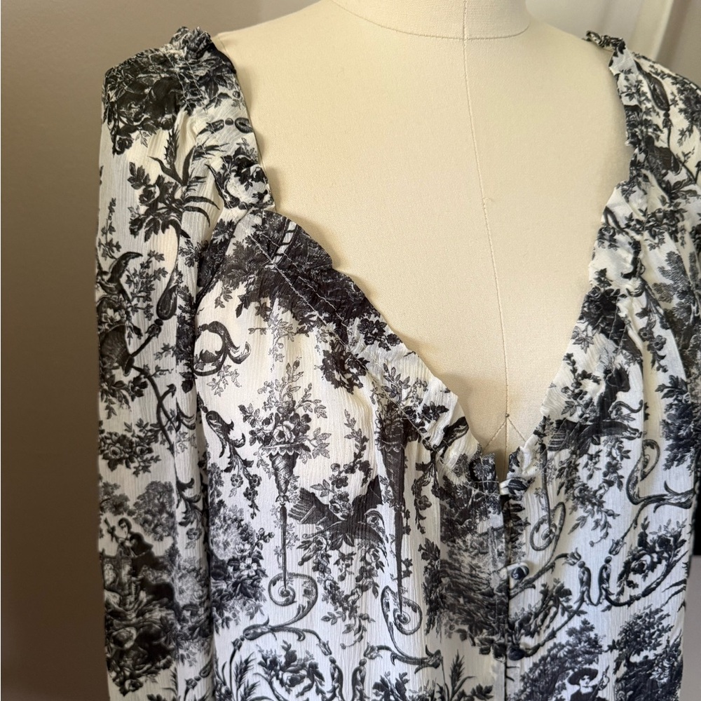 PAIGE / Kiki Blouse Parchment and Black Toile - Picture 3 of 7